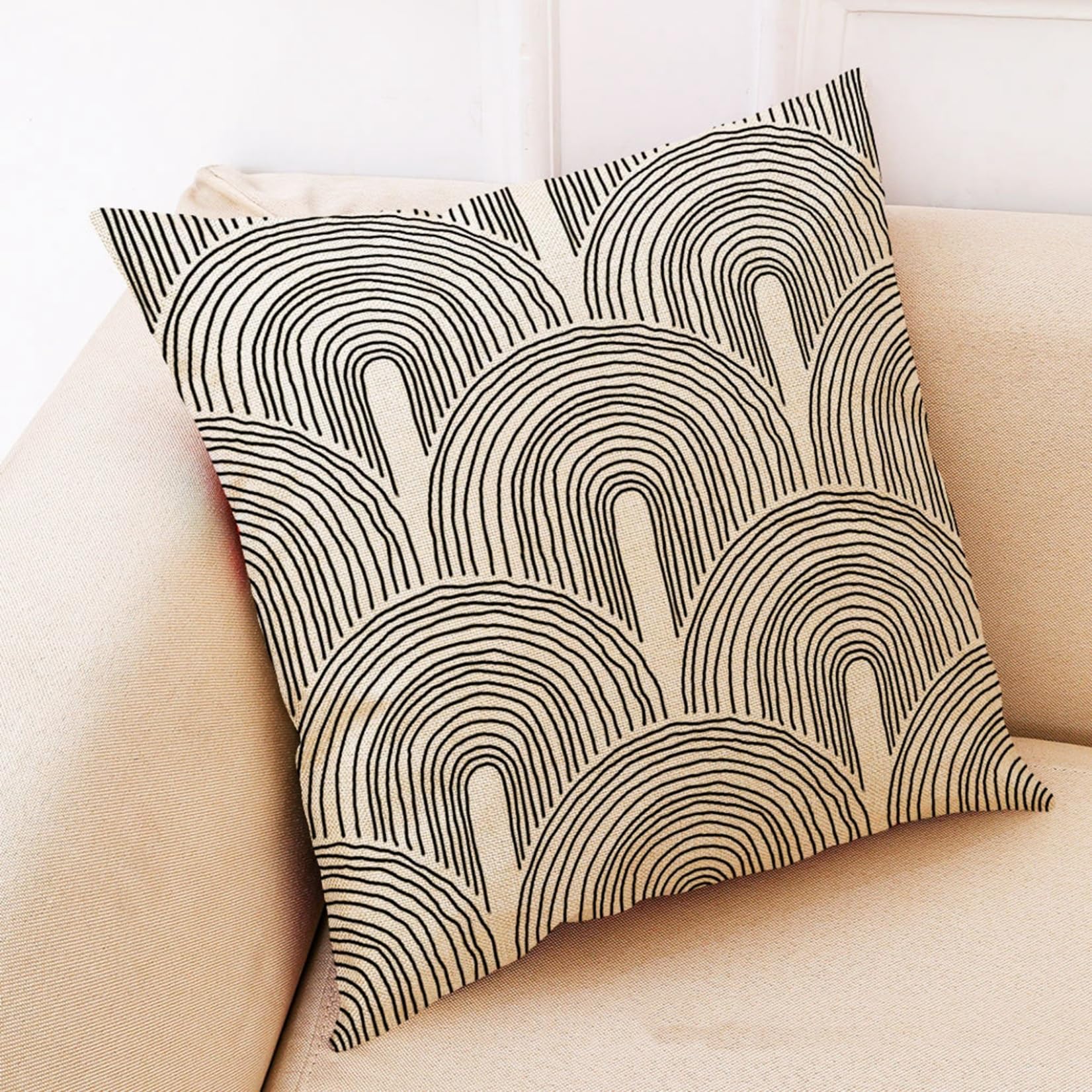 Amazon.co.jp: 斜線 クッションカバー 幾何学模様 45×45cm 綿麻 ベロア